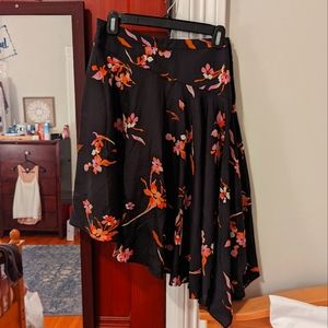 Joie Moni floral asymmetrical black skirt size 2